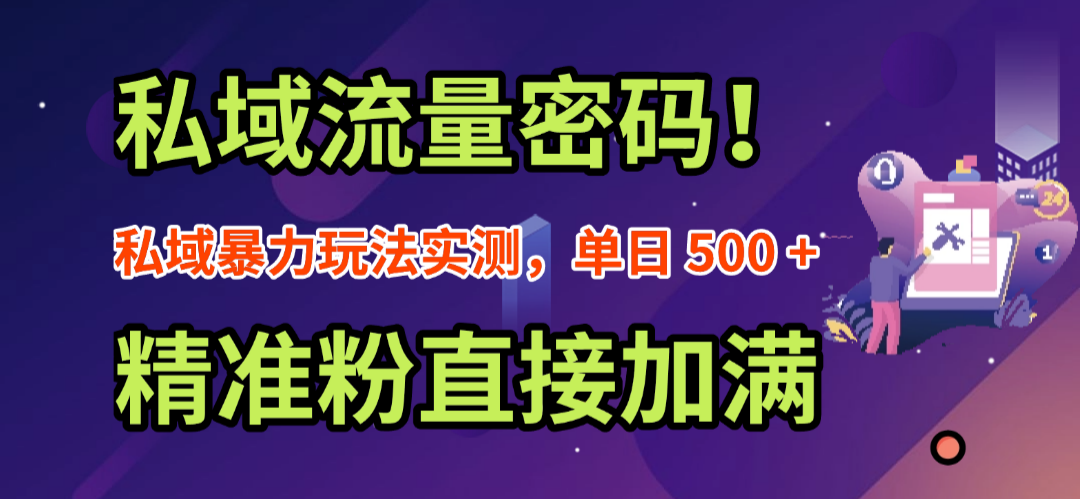 私域流量密码！私域暴力玩法实测，单日 500 + 精准粉直接加满网创吧-网创项目资源站-副业项目-创业项目-搞钱项目网创吧